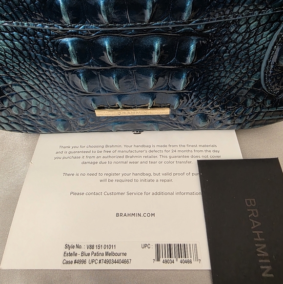 Brahmin Estelle Iridescent Teal Croc-Embossed Top-Handle Satchel - Picture 5 of 8